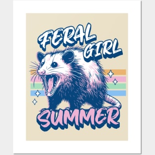 Feral Girl Summer Opossum - Funny Opossum Lover Summer Posters and Art